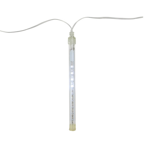 Set of 10 White Dripping Icicle Snowfall Christmas Light Tubes - 14.25 ft Clear Wire - IMAGE 1