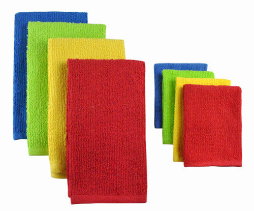 Kitchen Woven Terry Cotton Barmop Dish Towels and Cloths - 19" - Multi - Set of 8 - IMAGE 1