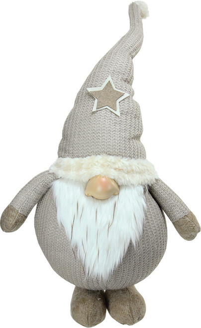 15.75" Plush and Portly Champagne Gnome Christmas Tabletop Figure - IMAGE 1