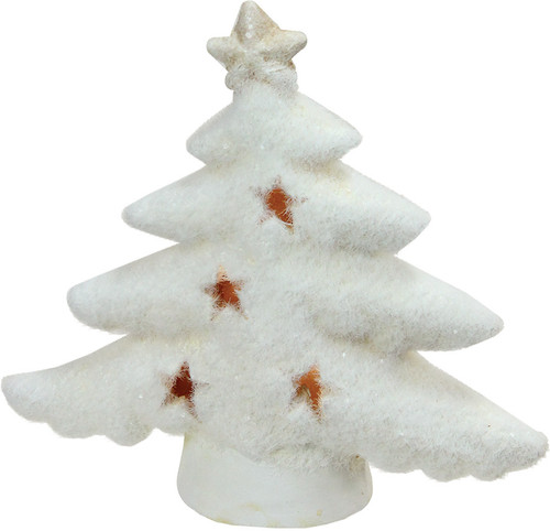 6" White LED Lighted Christmas Tree with Star Cut-Outs Table Top Figurine - IMAGE 1
