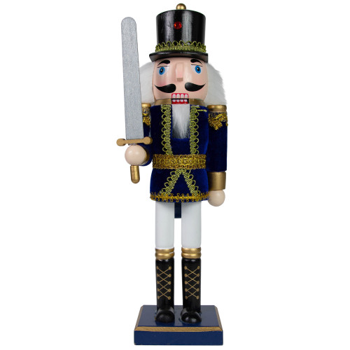 Christmas Nutcracker Soldier with Sword Decoration - 14" - Blue and White - IMAGE 1