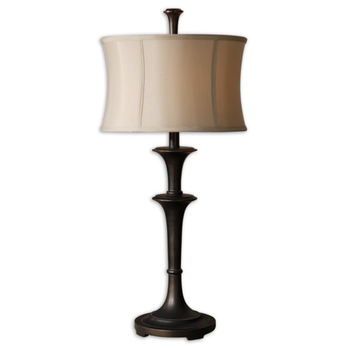 31" Brown and White Metallic Decorative Table Lamp - IMAGE 1