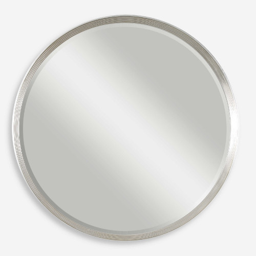 Beveled Round Wall Mirror - 42" - Silver - IMAGE 1