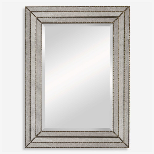 Antique Finish Beveled Rectangular Wall Mirror - 47" - Silver - IMAGE 1