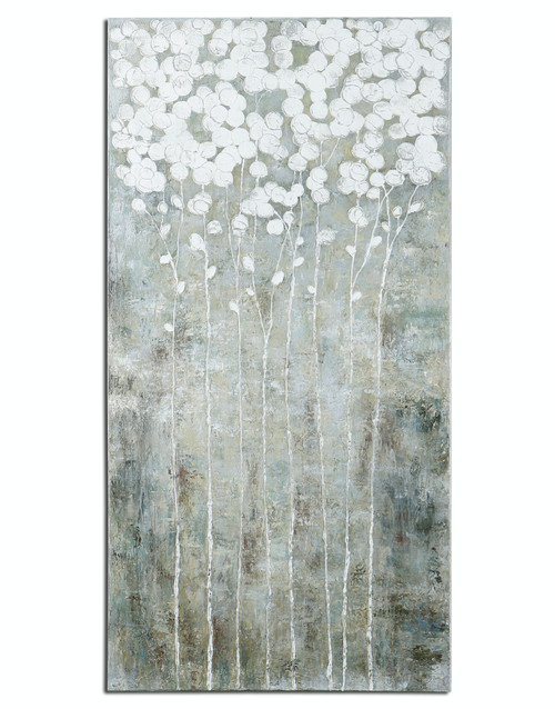 55" Hand Painted Floral Cotton Summertime Acrylic Wall Artwork on Canvas - IMAGE 1