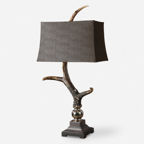 Stag Horn Table Lamp with Drum Shade - 40.25" - Brown - IMAGE 1