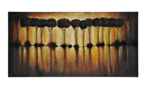 60” x 30” Hand Painted Abstract Trees Oil Painting on Canvas Wrapped on Frame - IMAGE 1