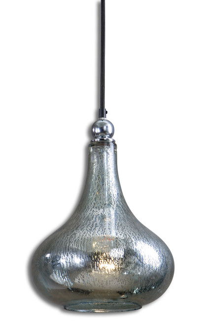 14" Silver Gourd-Shaped Decorative Mini Pendant Light - IMAGE 1