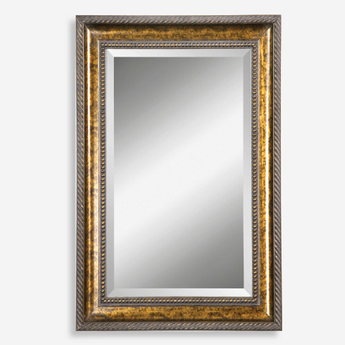 Wooden Framed Beveled Rectangular Wall Mirror - 49" - Bronze Tone - IMAGE 1