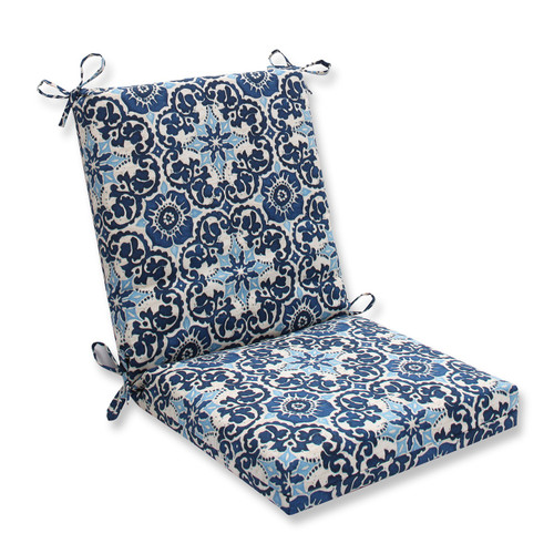 Damask Outdoor Patio Chair Cushions - 36.5" - Blue and White - IMAGE 1