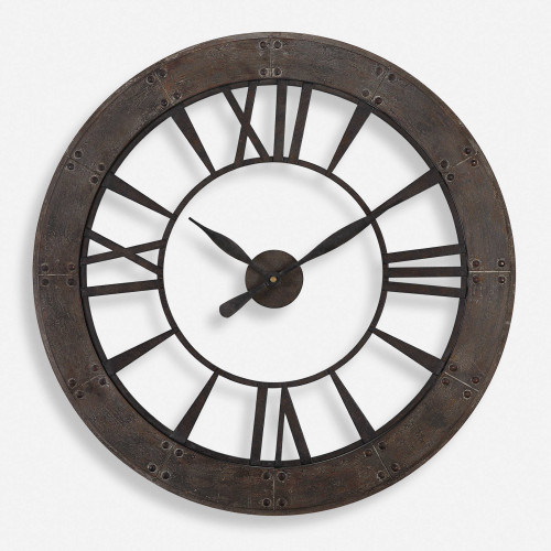 Roman Numeral Round Wall Clock - 40" - Bronze Tone - IMAGE 1