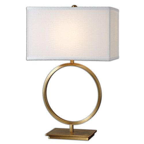 28.75" White and Gold Modern Hand-Forged Geometric-Themed Table Lamp - IMAGE 1