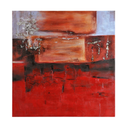 40" x 40" Hand Painted Abstract Oil Painting on Canvas Wrapped on Wooden Frame - IMAGE 1
