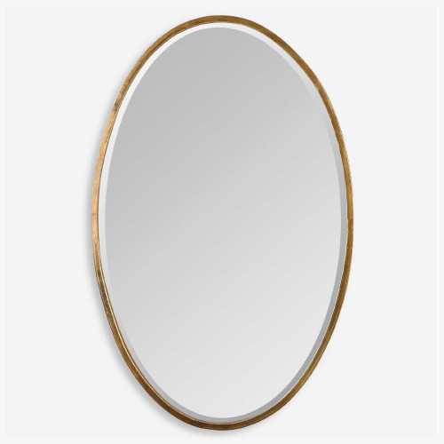 Beveled Oval Wall Mirror - 28" - Gold - IMAGE 1