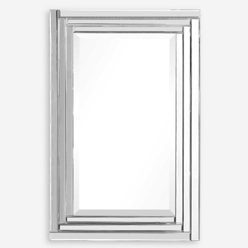 Beveled Rectangular Vanity Wall Mirror - 34' - Silver - IMAGE 1