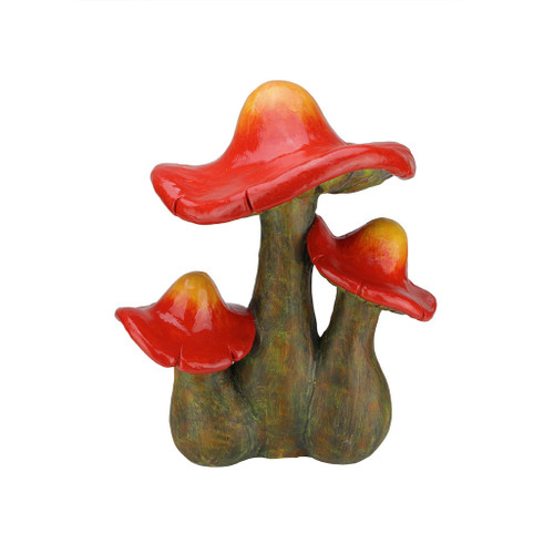 19.75" Red, Orange and Brown Wild Triple Mushroom Outdoor Patio Garden Statue - IMAGE 1