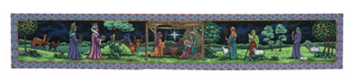 72" Green and Blue First Christmas Nativity Scene Table Runner - IMAGE 1