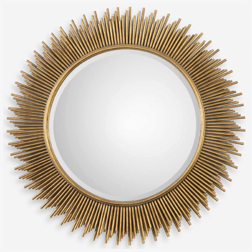 3' Gold Contemporary Style Round Beveled Wall Mirror - IMAGE 1