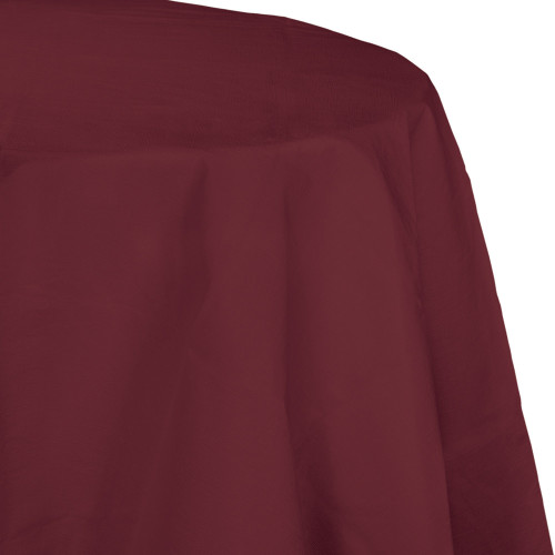 Club Pack of 12 Burgundy Red Disposable Round Picnic Party Table Covers 82" - IMAGE 1