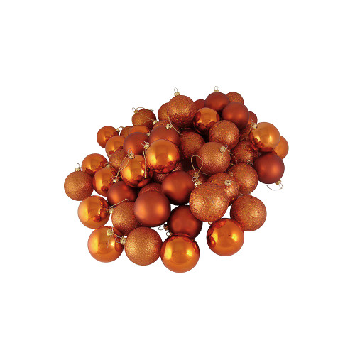 24ct Burnt Orange Shatterproof 4-Finish Christmas Ball Ornaments 2.5" (60mm) - IMAGE 1