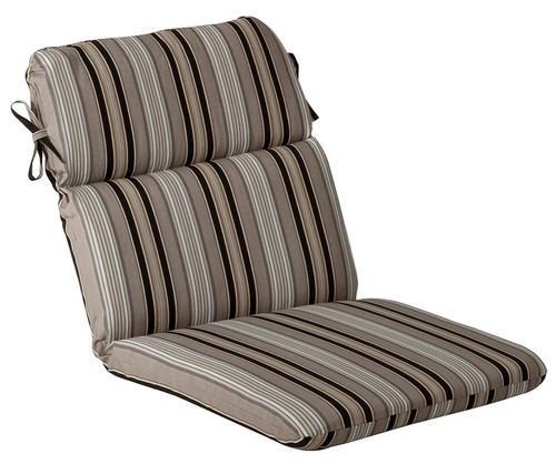 Striped Outdoor Patio Furniture High Back Chair Cushion - 40.5" - Black and Brown - IMAGE 1