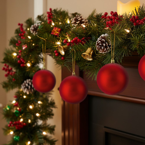 12ct Red Hot Shatterproof Matte Christmas Ball Ornaments 4" (100mm) - IMAGE 1