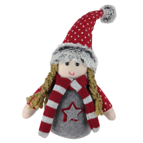 8" Rosalind Gnome Red and Grey Table Top Christmas Gnome Decoration - IMAGE 1