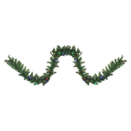 Pre-Lit Northern Pine Artificial Christmas Garland - 9' x 10" - Multicolor LED Lights - IMAGE 1