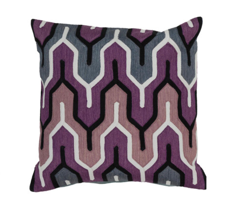 20" Purple and Gray Geometric Square Throw Pillow - Down Filler - IMAGE 1