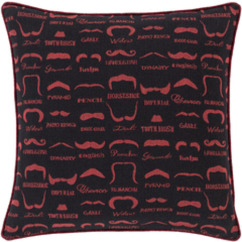 18" Red and Black Mustache Jacquard Throw Pillow - IMAGE 1