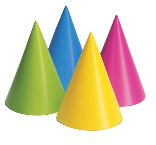 Club Pack of 96 Assorted Neon Colors Paper Birthday Party Hats 6.25" - IMAGE 1