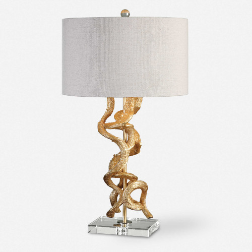 29 White, Gold, and Silver Contemporary Style Table Lamp with Hardback Shade - IMAGE 1