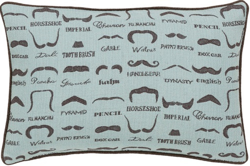 13" x 19" Aqua Blue and Brown Mustache Jacquard Throw Pillow - IMAGE 1