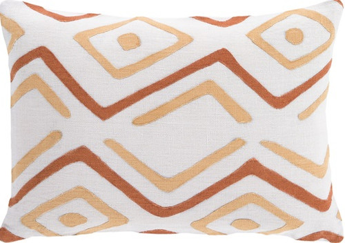 19" Burnt Orange and Beige Contemporary Throw Pillow - Down Filler - IMAGE 1