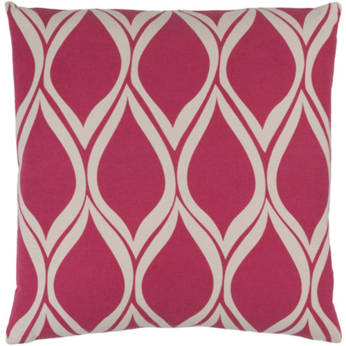 20" Falling Drops Raspberry Pink and Cloud Gray Decorative Throw Pillow - Polyester Filled - IMAGE 1