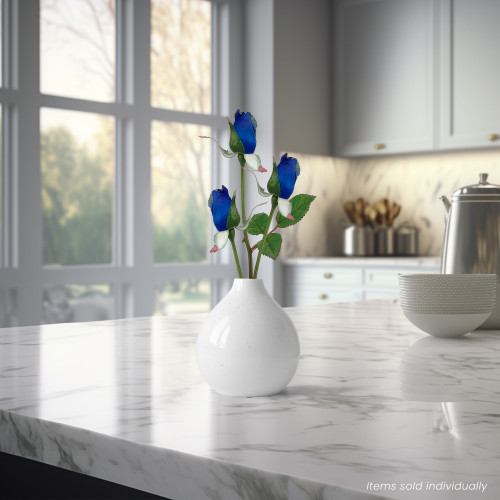 Single Long Stem Rose Bud Artificial Floral Spray - 23" - Royal Blue - IMAGE 1