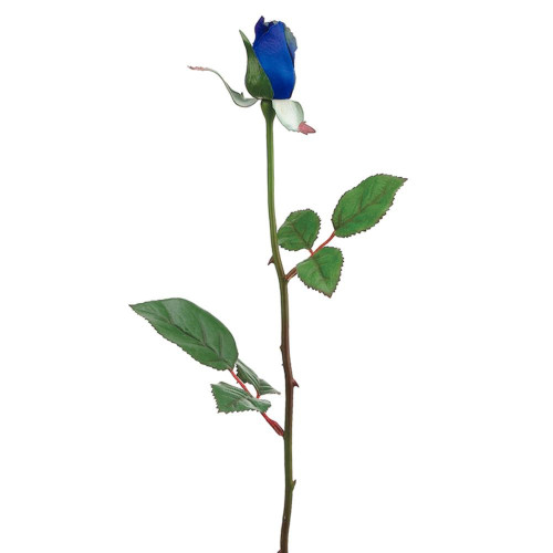 Single Long Stem Rose Bud Artificial Floral Spray - 23" - Royal Blue - IMAGE 1