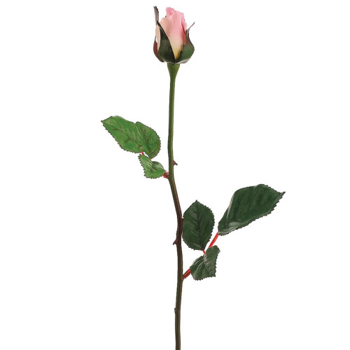 Long Stem Single Rose Bud Artificial Floral Spray- 23" - Pink - IMAGE 1