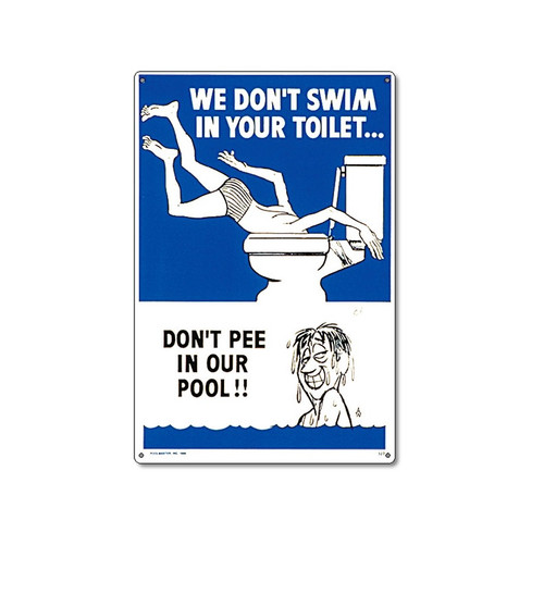 18" Blue and White Funny Residential Swimming Pool Sign - IMAGE 1