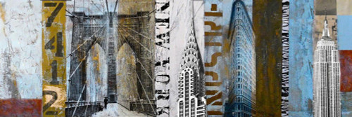 60" Cloud White and Yellow Brown Abstract City Decorative Wall Art - IMAGE 1