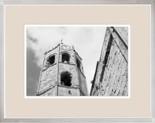 34" Black and White Contemporary Brick Tower Print Decorative Wall Art - IMAGE 1