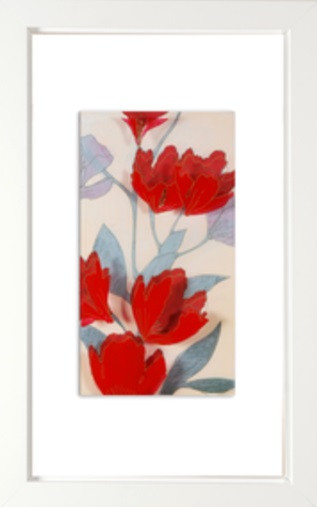 24" Red Large Flower Print with White Border Decorative Wall Art - IMAGE 1