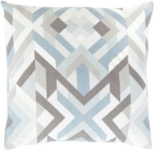 22" Blue and Gray Geometric Throw Pillow - Down Filler - IMAGE 1
