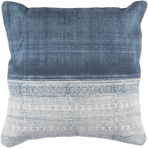 20" Latte Brown and Denim Blue Contemporary Decorative Throw Pillow - Poly Filled - IMAGE 1