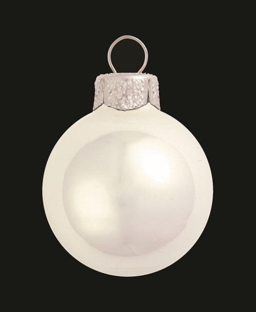 Large Pearl Finish Glass Christmas Ball Ornaments - 6" (150mm) - Polar White -2ct - IMAGE 1