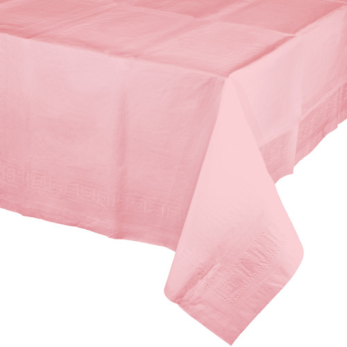 Pack of 6 Baby Pink Disposable Banquet Party Table Covers 9' - IMAGE 1