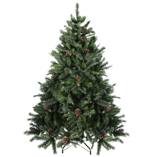 Full Snowy Delta Pine with Pine Cones Artificial Christmas Tree - 6.5' - Unlit - IMAGE 1