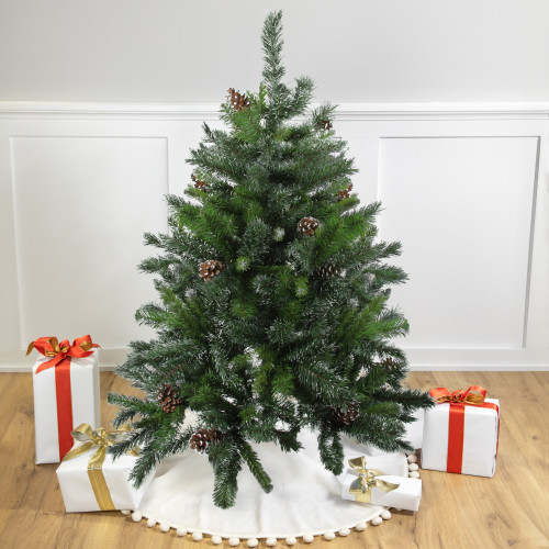 Full Snowy Delta Pine with Pine Cones Artificial Christmas Tree - 4' - Unlit - IMAGE 1