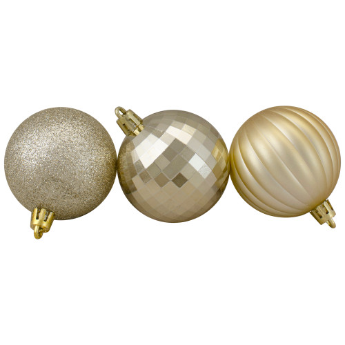 100ct Champagne Gold Shatterproof 3-Finish Christmas Ball Ornaments 2.5" (60mm) - IMAGE 1