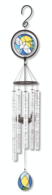 35" Clear and Yellow Stained Glass Sonnet Sounds Amazing Grace Outdoor Garden Patio Wind Chimes - IMAGE 1